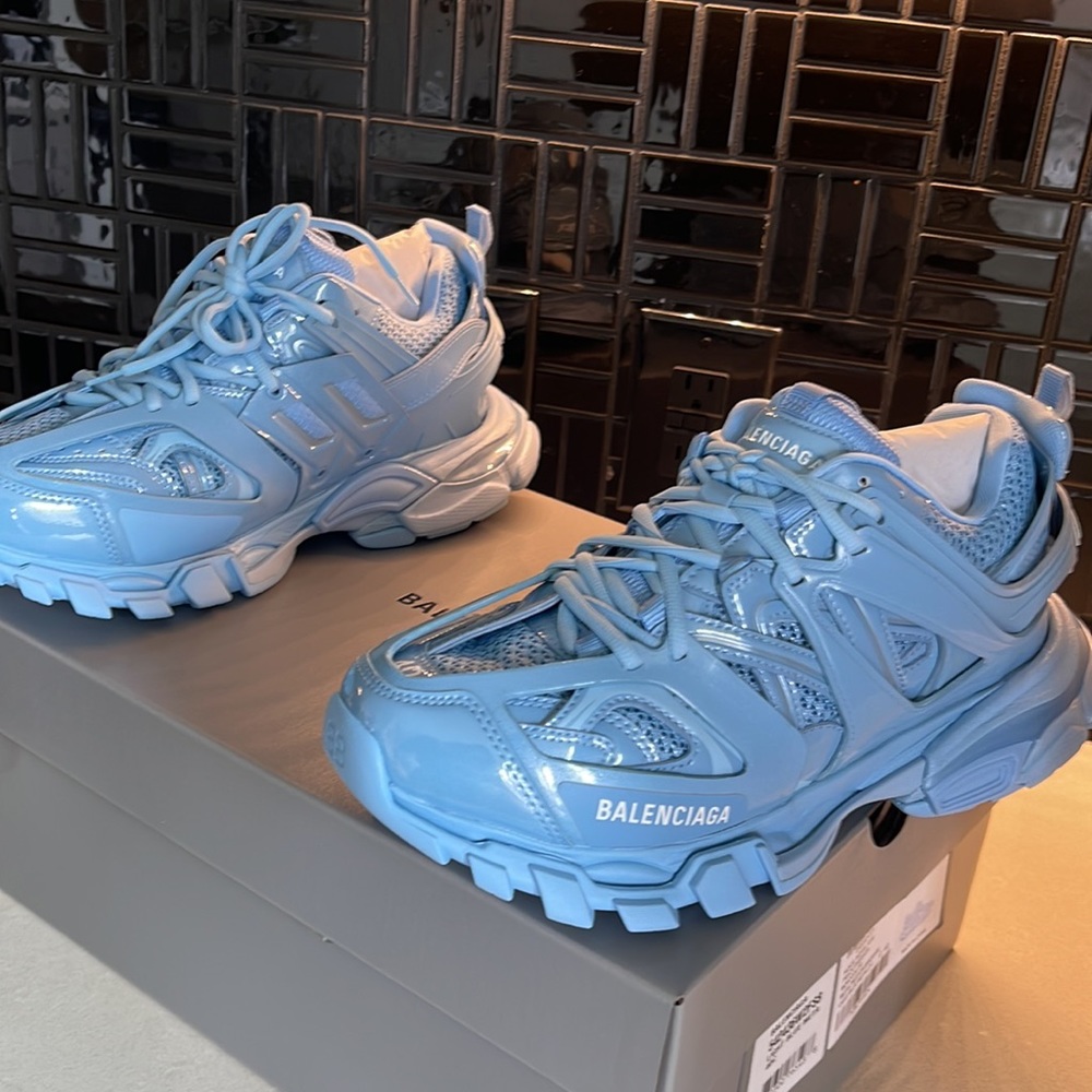Balenciaga Light Blue Metallic Sneakers